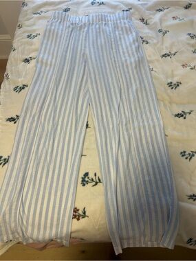New without tags, Linen Light Blue and White Striped Pants